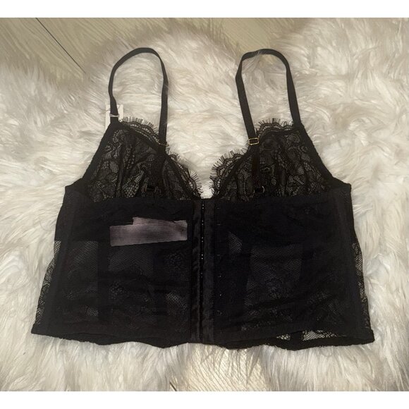Victorias Secret Lace Longline Bra Corset Underwire Womens M Medium Black New - Picture 5 of 7